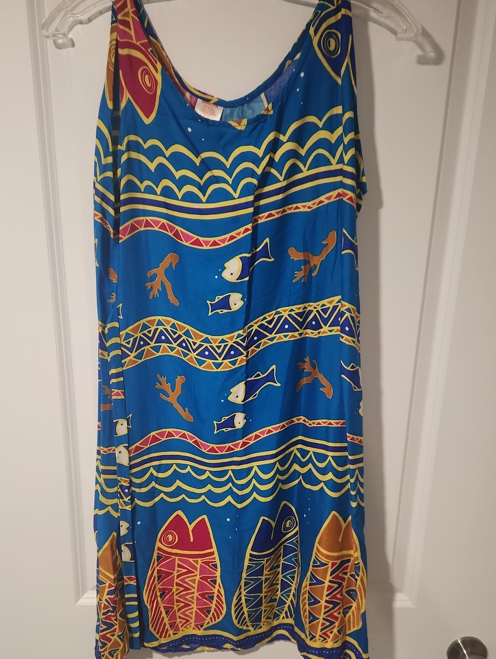 Vintage New Blue Tropical Fish Print Sundress